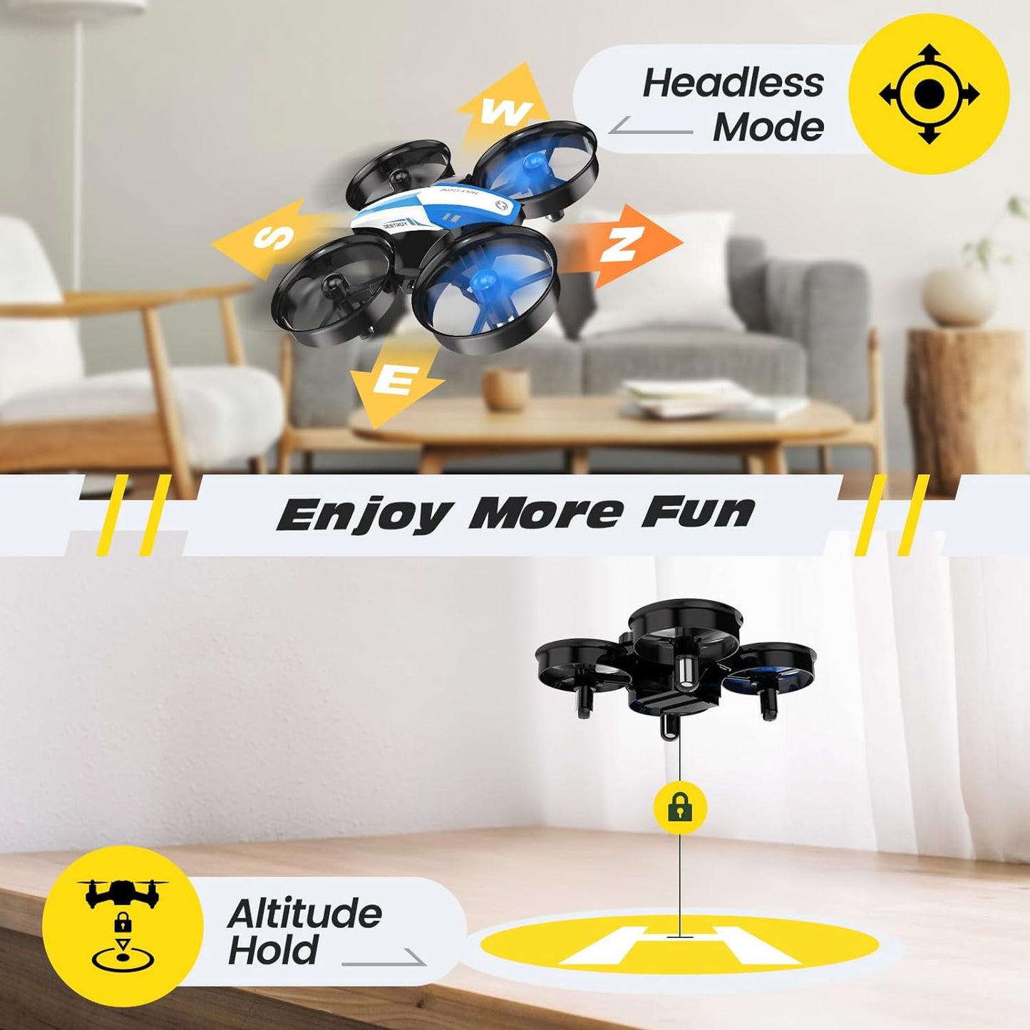 Mini Drone for Kids and Beginners RC Nano Quadcopter Indoor Small Helicopter Plane with Auto Hovering, 3D Flip, Headless Mode and 3 Batteries, Great Gift Toy for Boys and Girls, Blue