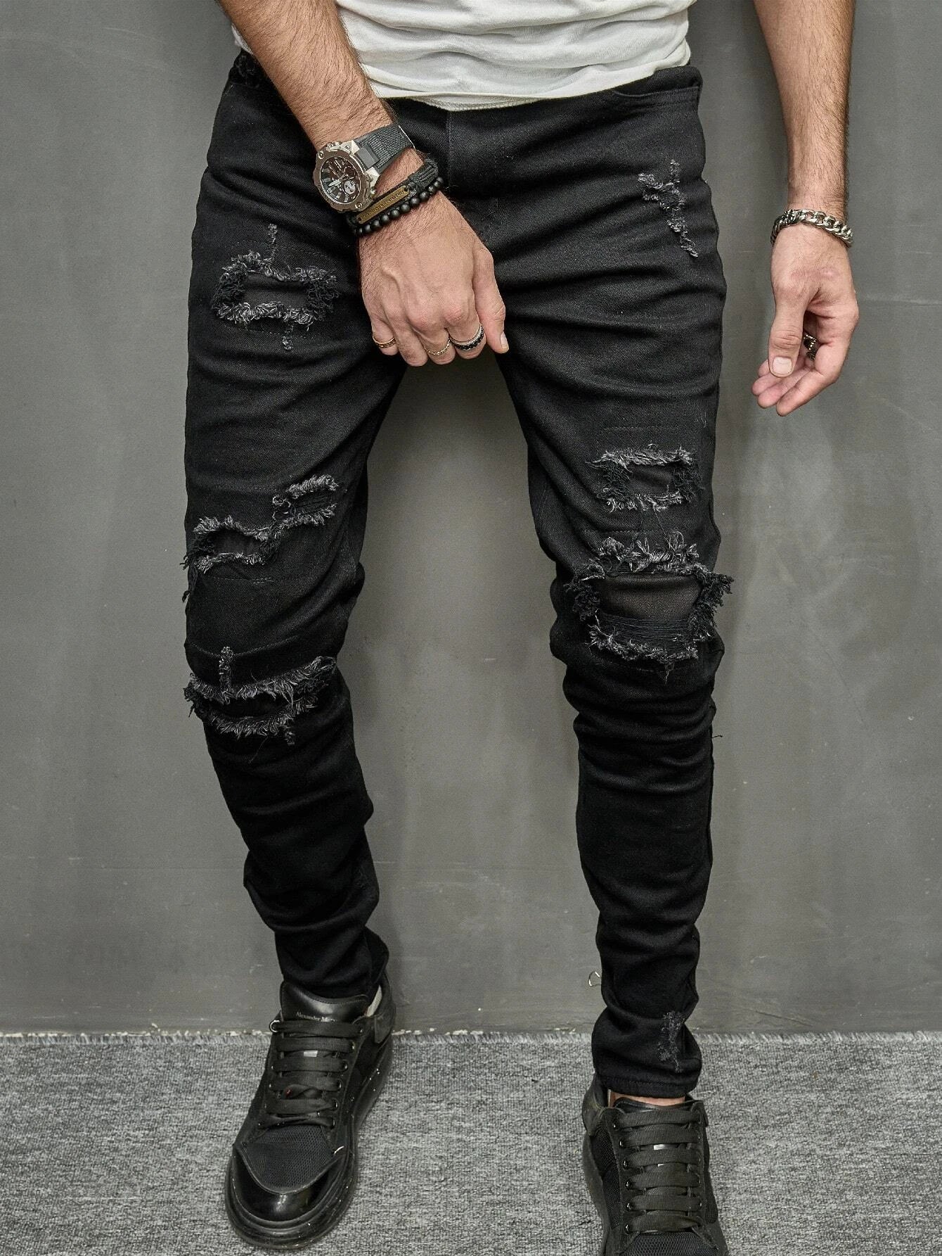 Manfinity  Men Frayed Skinny Jeans 