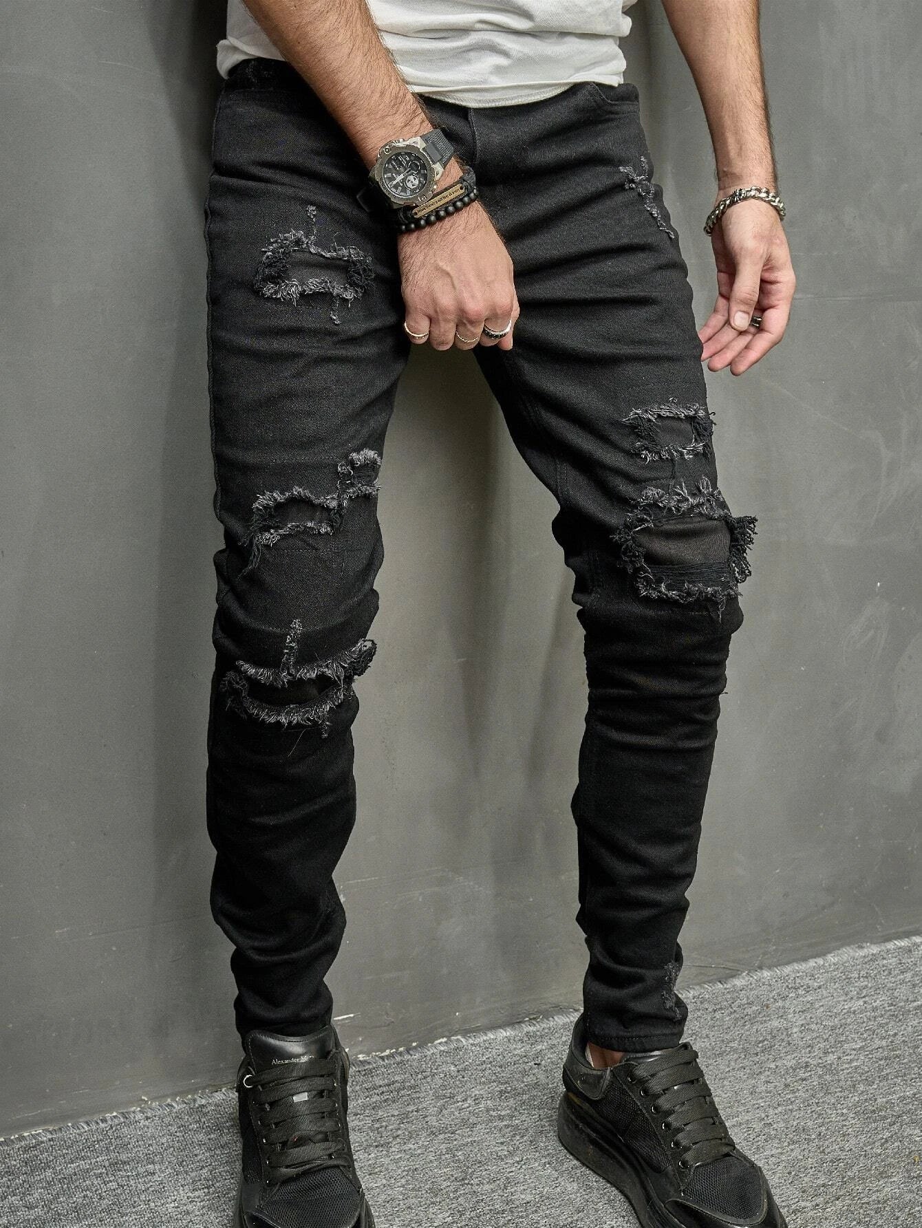 Manfinity  Men Frayed Skinny Jeans 