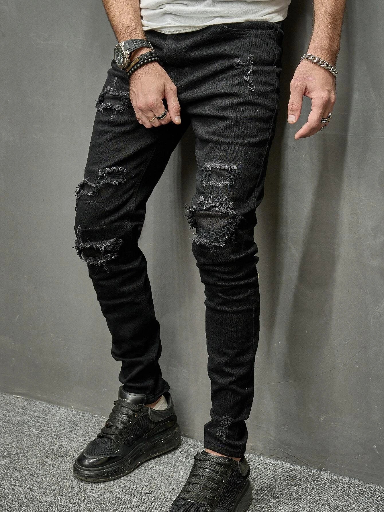 Manfinity  Men Frayed Skinny Jeans 