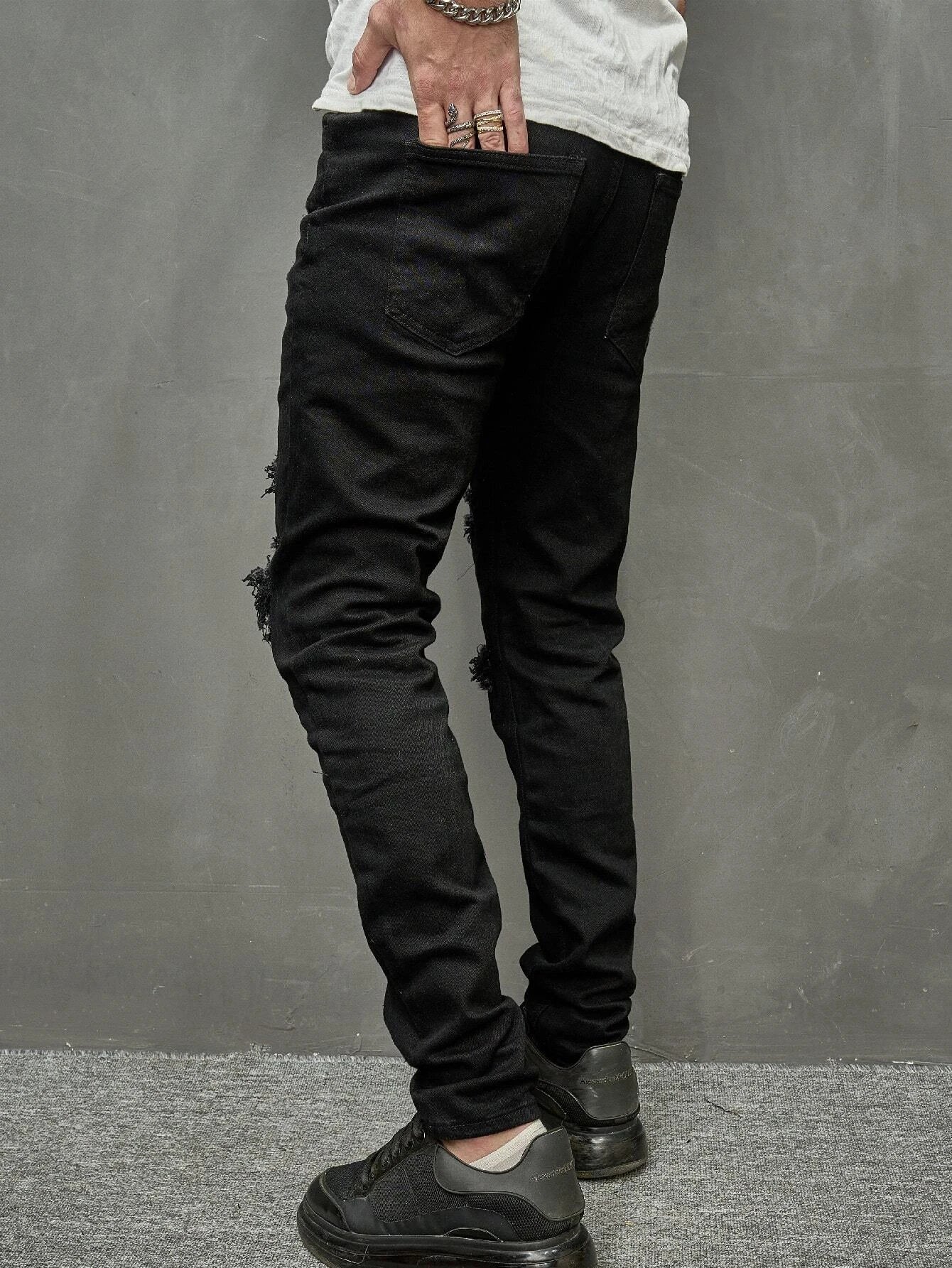 Manfinity  Men Frayed Skinny Jeans 