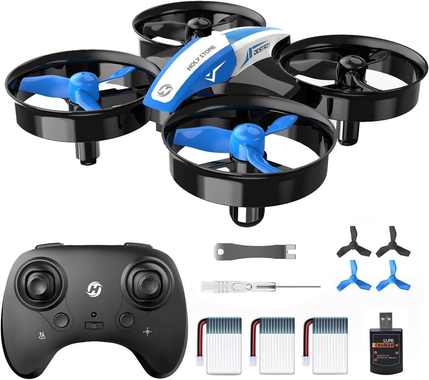 Mini Drone for Kids and Beginners RC Nano Quadcopter Indoor Small Helicopter Plane with Auto Hovering, 3D Flip, Headless Mode and 3 Batteries, Great Gift Toy for Boys and Girls, Blue