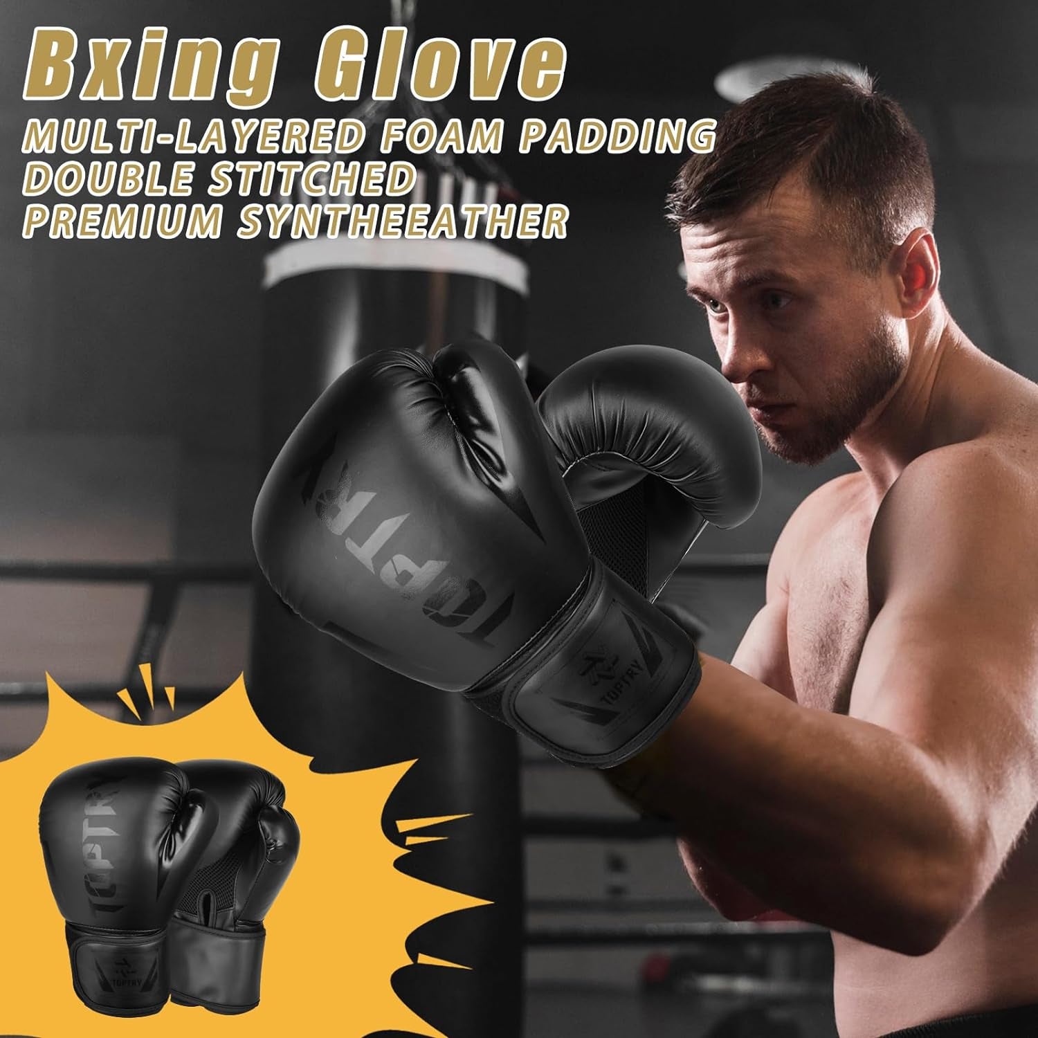 Boxing Gloves PU Sparring Gloves, Kickboxing Gloves for Outdoor Sports Training, Muay Thai, Training Sparring, Fighting, Kickboxing, Punch Bag Boxing for Men & Women