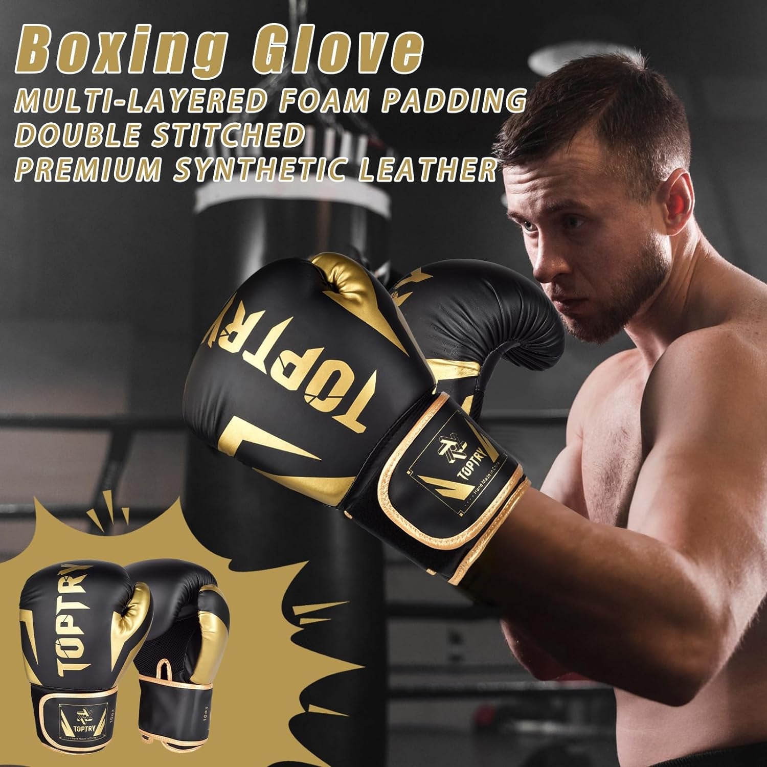 Boxing Gloves PU Sparring Gloves, Kickboxing Gloves for Outdoor Sports Training, Muay Thai, Training Sparring, Fighting, Kickboxing, Punch Bag Boxing for Men & Women