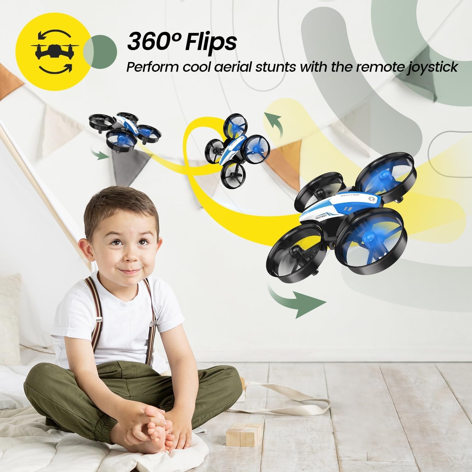 Mini Drone for Kids and Beginners RC Nano Quadcopter Indoor Small Helicopter Plane with Auto Hovering, 3D Flip, Headless Mode and 3 Batteries, Great Gift Toy for Boys and Girls, Blue