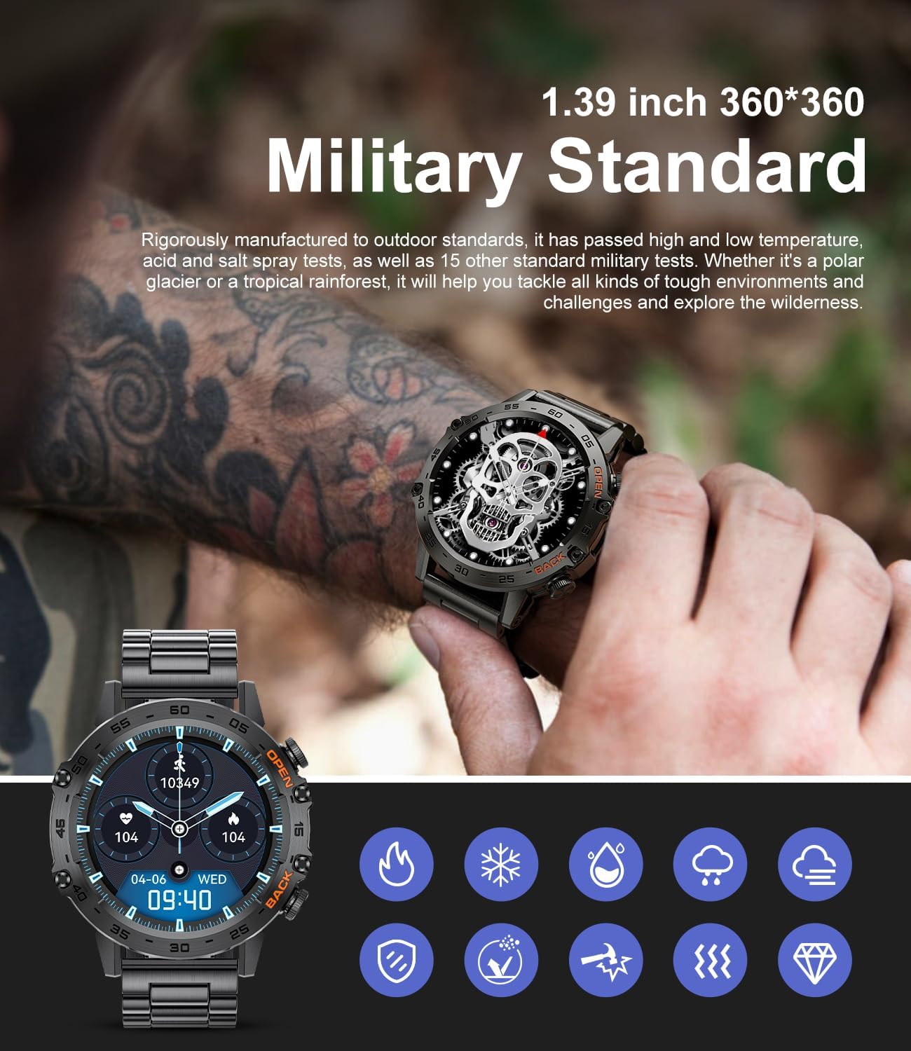 Military Smart Watch for Men 