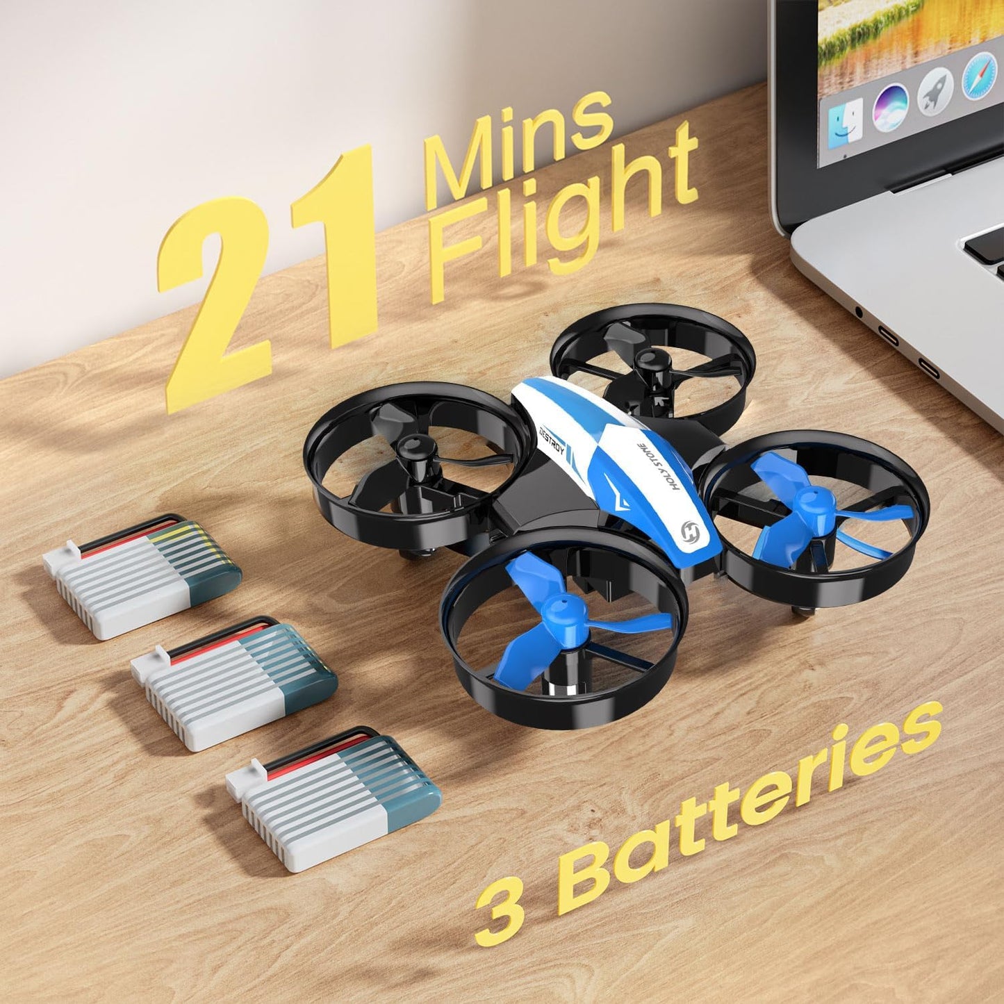 Mini Drone for Kids and Beginners RC Nano Quadcopter Indoor Small Helicopter Plane with Auto Hovering, 3D Flip, Headless Mode and 3 Batteries, Great Gift Toy for Boys and Girls, Blue