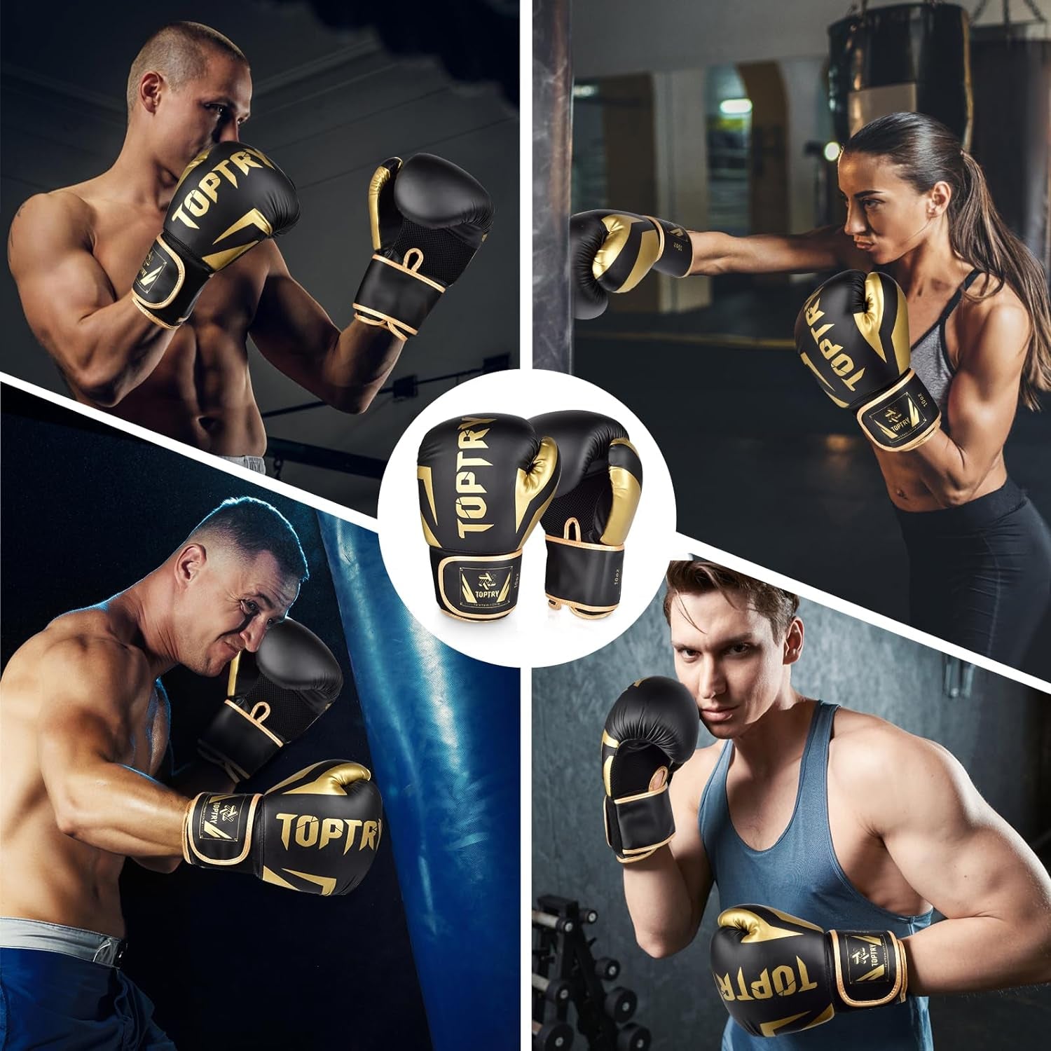 Boxing Gloves PU Sparring Gloves, Kickboxing Gloves for Outdoor Sports Training, Muay Thai, Training Sparring, Fighting, Kickboxing, Punch Bag Boxing for Men & Women