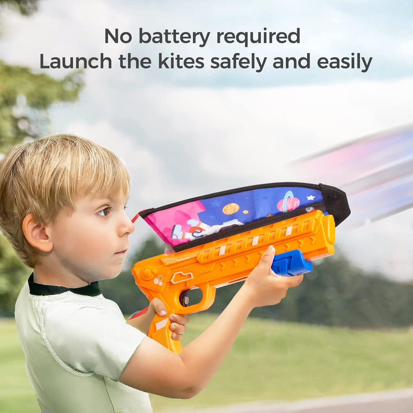 5 Year Old Boy Gift, Kite Launcher Toy Gun with 3 Pcs Kite Toy Set Outdoors Flying Toys Age 4 5 6 7 8+ Years Old Boys Girls Best Gift