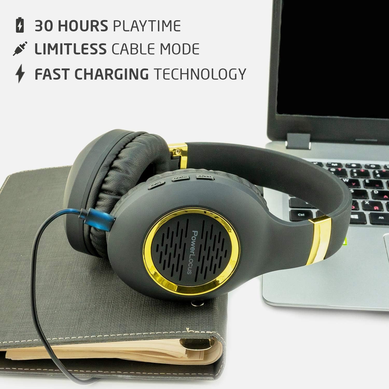 Bluetooth Headphones Over-Ear,  Wireless Headphones, Hi-Fi Stereo Deep Bass, Soft Earmuffs Foldable Headphone with Built-In Microphone, Wireless and Wired Headset for Cell Phones,Tablets, PC