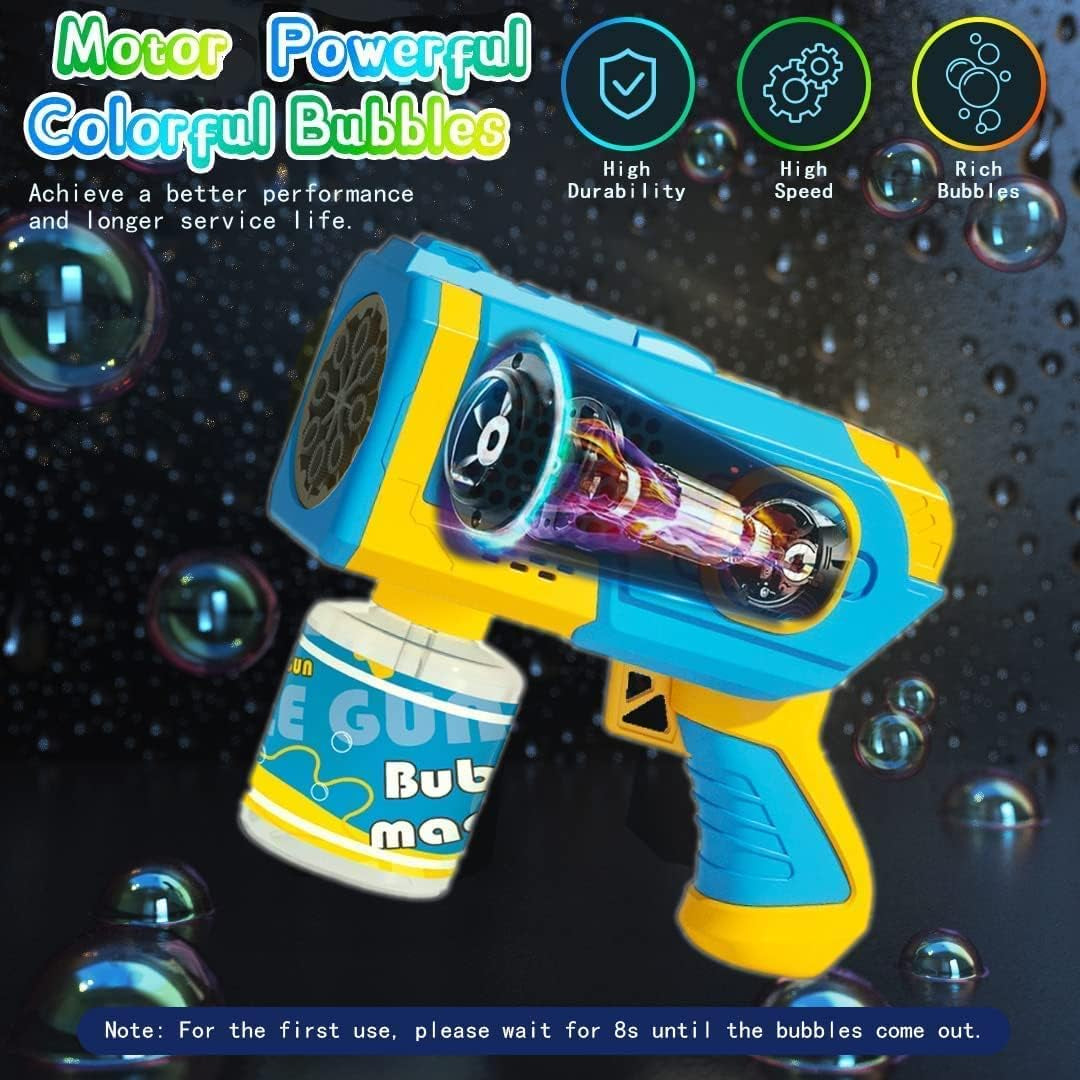 Bubble Gun for Kids Bubble Machine for Boys Girls Toddlers Automatic Blower Toys Summer Electric Blaster Bath Bubbles Maker for Ages 3 4 5 6 7 8 Outdoor Party Birthday Gift (Blue)