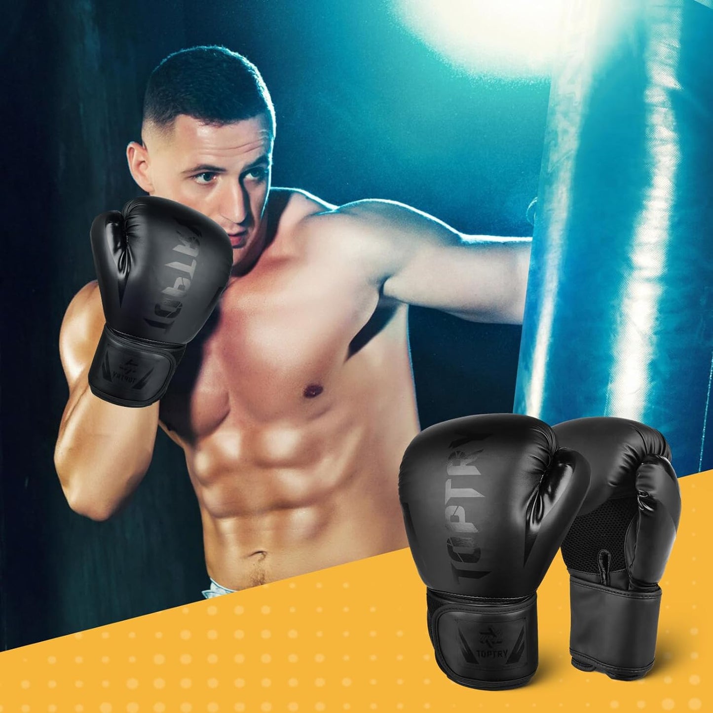 Boxing Gloves PU Sparring Gloves, Kickboxing Gloves for Outdoor Sports Training, Muay Thai, Training Sparring, Fighting, Kickboxing, Punch Bag Boxing for Men & Women